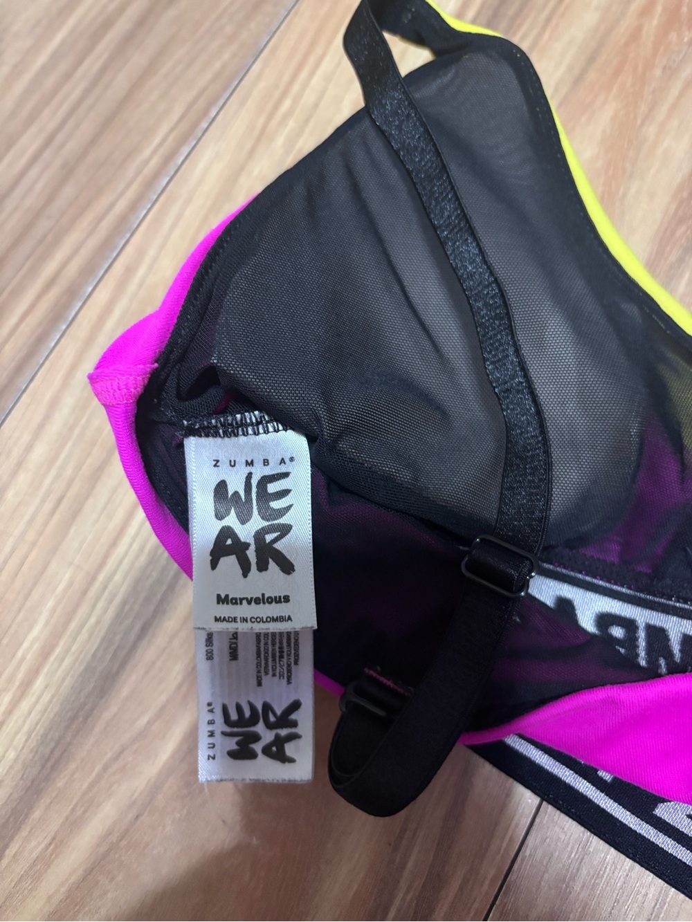 Zumba Fitness Colorblock Sports bra - Blue, Pink & Yellow - Picture 3 of 3